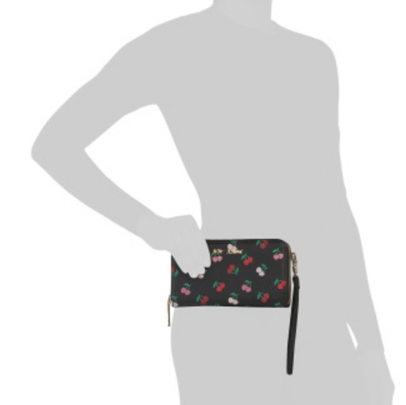 Betsey Johnson Boxed Cherries Embroidered Zip Around Wallet - Picture 3 of 6